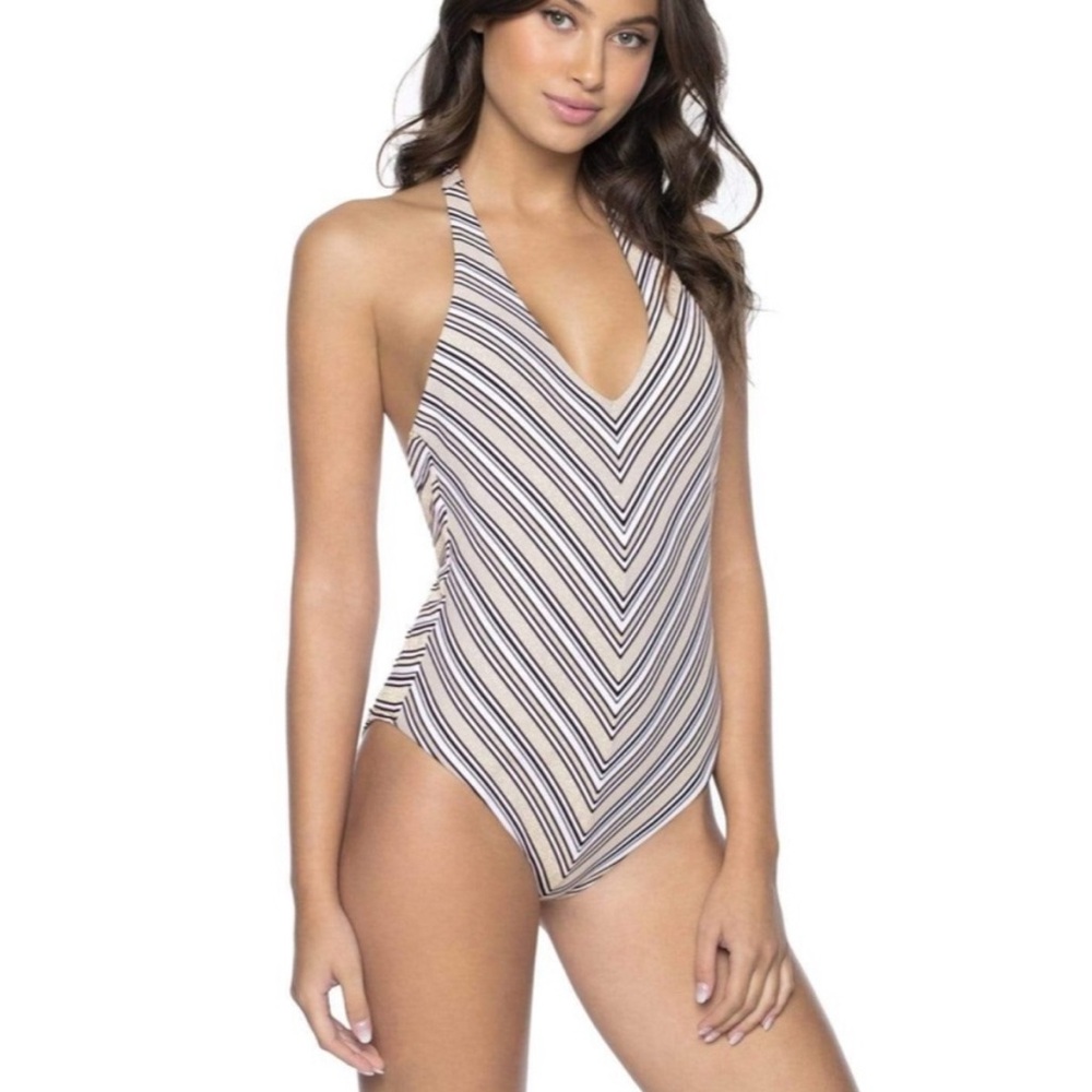 NWT. PILYQ Chevron Striped One-Piece Swimsuit